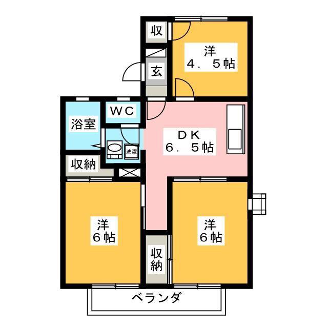 レジデンス高橋C(3DK/2階)の間取り写真