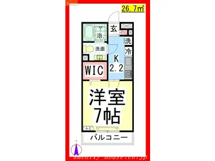 DLベルソス高倉B(1K/1階)の間取り写真