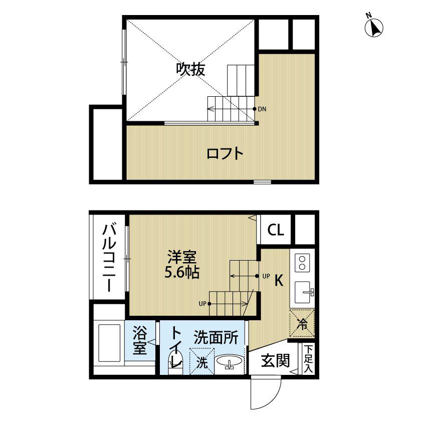 プレミアムデイズ(1K/2階)の間取り写真
