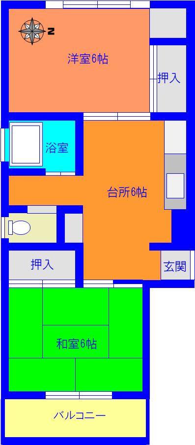コーポ寿(2DK/2階)の間取り写真