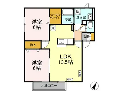 グランメールキヨミ ABC(2LDK/2階)の間取り写真