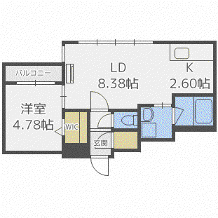 HGS ノース23(1LDK/1階)の間取り写真