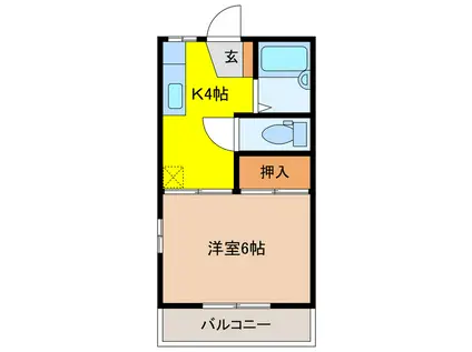 フレグランス峰B棟(1K/1階)の間取り写真