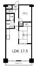アドニス吉田(2LDK/4階)の間取り写真