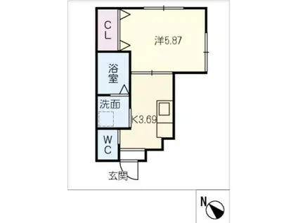 シェラトン桜(1K/1階)の間取り写真