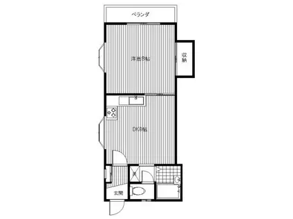 パークフロントB(1DK/2階)の間取り写真