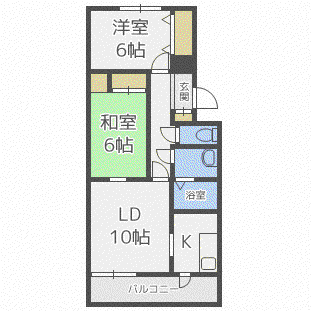 M・マエダI (2LDK/3階)の間取り写真