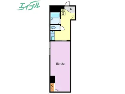 RIVERNA サウス(1K/3階)の間取り写真