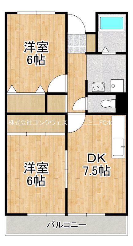サンセールイマムラ(2DK/5階)の間取り写真