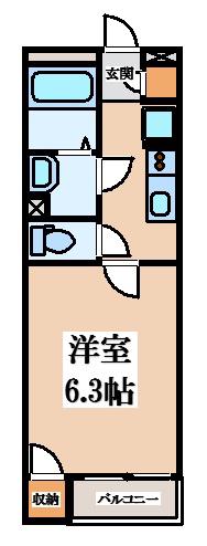 クレイノセカンド ユーアイ(1K/1階)の間取り写真