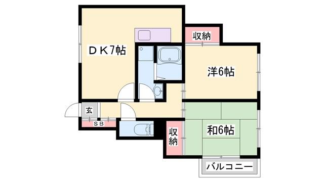 マンション大和(2DK/2階)の間取り写真