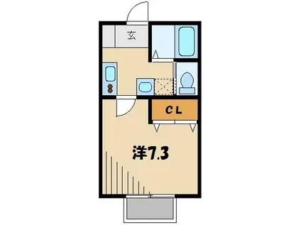 グランステージ秋津(1K/1階)の間取り写真