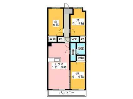 コート ソレイユ(3LDK/2階)の間取り写真