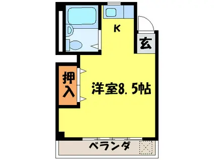 ユー・タニガワ(ワンルーム/3階)の間取り写真