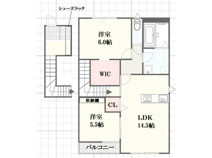 ノムコンチェルプラス三条(2LDK/2階)の間取り写真