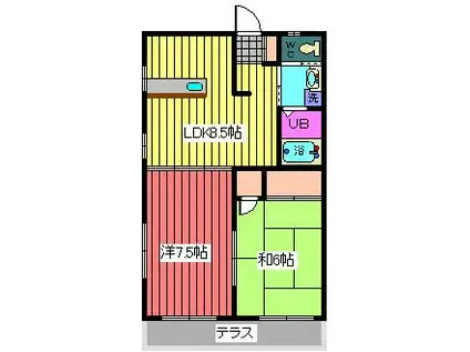 3-SEPIA II(2DK/2階)の間取り写真