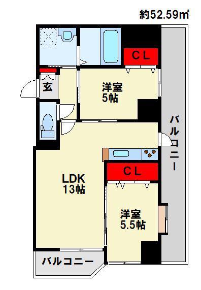 CASA・CONFORIA(2LDK/4階)の間取り写真