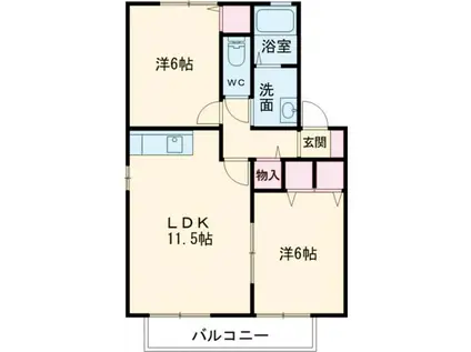 エトワールカクA棟(2LDK/2階)の間取り写真