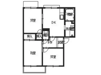 パティオふじA・B(2LDK/1階)の間取り写真