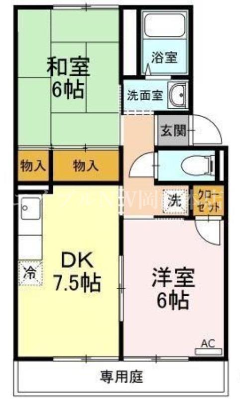 プリオールエフA棟(2DK/1階)の間取り写真