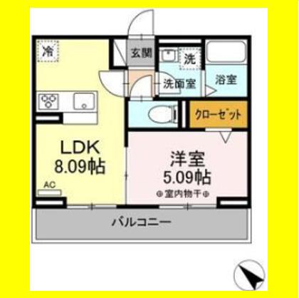 D CREST中田本町(1LDK/2階)の間取り写真