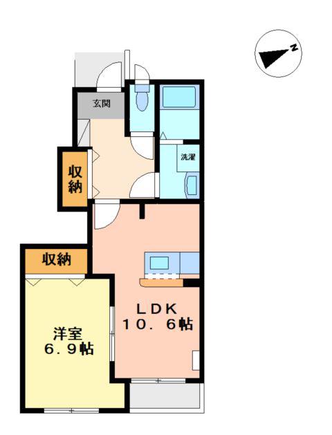 ウィンドヒル(1LDK/1階)の間取り写真