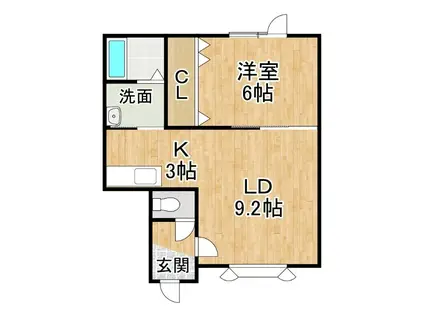 サンライズベルII(1LDK/2階)の間取り写真