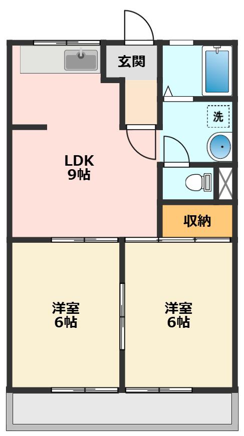 アメニティパークA(2DK/2階)の間取り写真