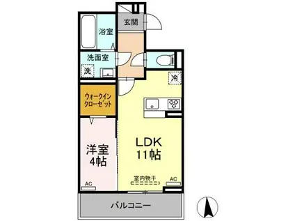 クレスト一の宮(1LDK/1階)の間取り写真