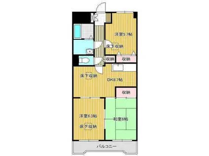 サンハイム中央(3DK/4階)の間取り写真