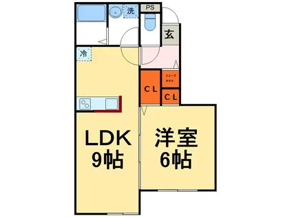 ヴィラウィスタリア松戸(1LDK/1階)の間取り写真