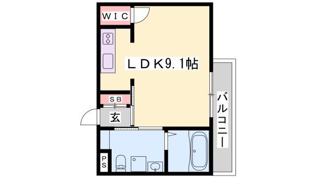 コリーヌ(ワンルーム/3階)の間取り写真