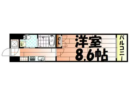 NO.65クロッシングタワー(1K/8階)の間取り写真