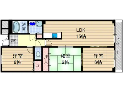 ラ・ミュール北春日丘(3LDK/1階)の間取り写真