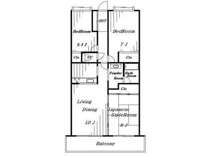 グランコート蘇我(3LDK/5階)の間取り写真