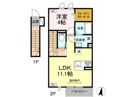メゾン郡来(1LDK/2階)の間取り写真