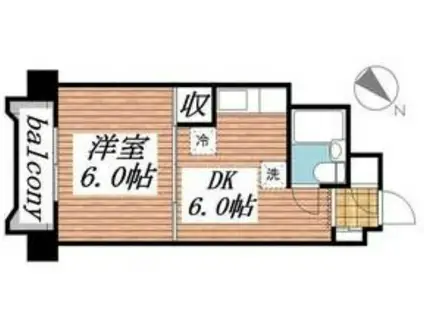 チサンマンション第二仙台(1DK/10階)の間取り写真