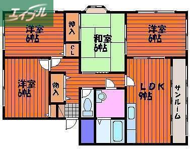 ドルチェ新保(4LDK/2階)の間取り写真