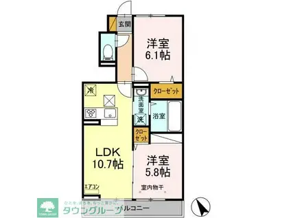 フルールコート(2LDK/1階)の間取り写真