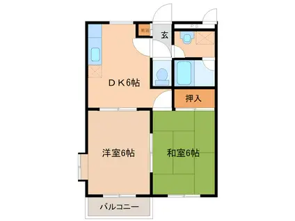 シュリンプフィールド(2DK/2階)の間取り写真