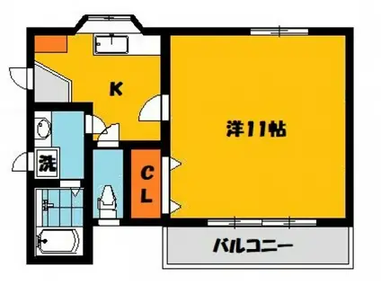 ブルーハイツ1(1K/2階)の間取り写真