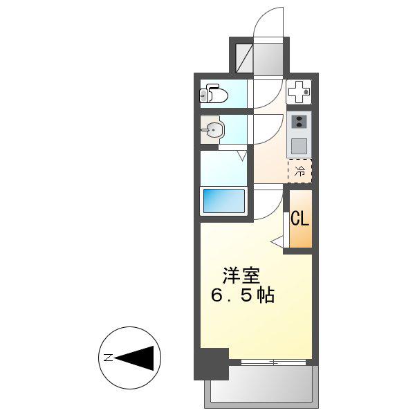 メイクス矢場町II(1K/8階)の間取り写真