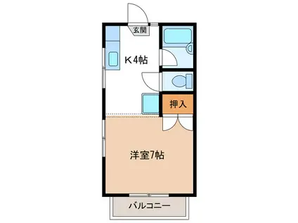 コーポ椿(1K/1階)の間取り写真