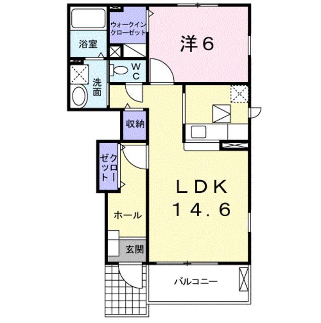 グランモデッサB(1LDK/1階)の間取り写真