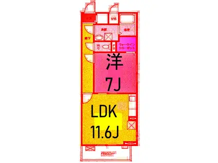 セントラル ヴィレッジII(1LDK/2階)の間取り写真