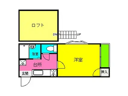 フレンドリー井尻(1K/2階)の間取り写真
