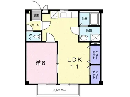 ラフォーレ大陽II(1LDK/1階)の間取り写真