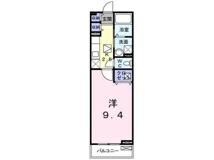 グラスロード(1K/1階)の間取り写真
