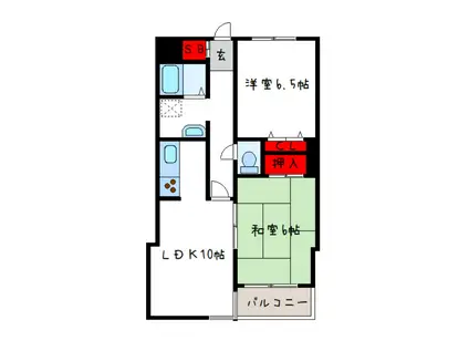 フォーチュン北本町(2LDK/1階)の間取り写真