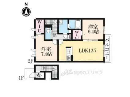 VIVACE(2LDK/2階)の間取り写真